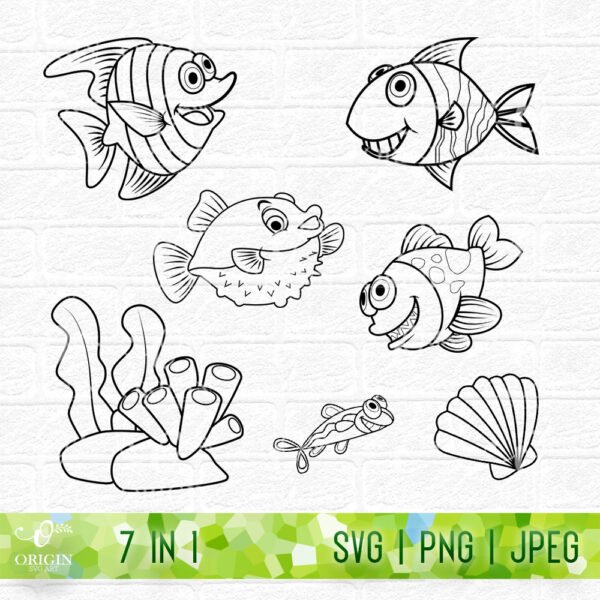Cartoon Fish SVG, Ocean Clipart