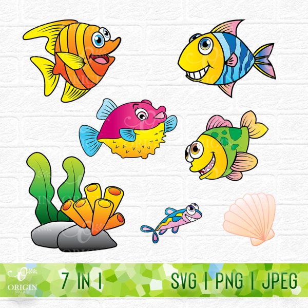 Cartoon Fish SVG, Ocean Clipart