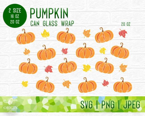 Pumpkin and Maple Leaf Libbey Glass Can