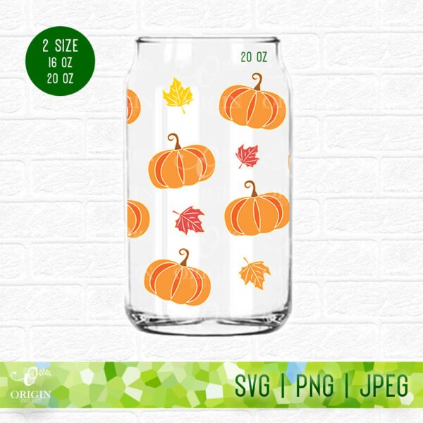Pumpkin and Maple Leaf Libbey Glass Can