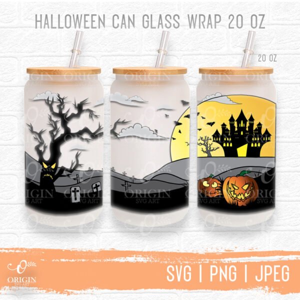 Halloween can glass wrap