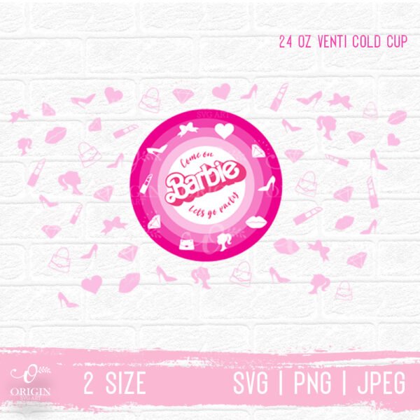 Starbucks Barbie Wrap Hot Cold Cup SVG