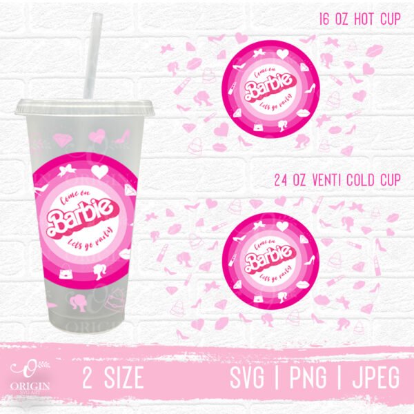 Starbucks Barbie Wrap Hot Cold Cup SVG