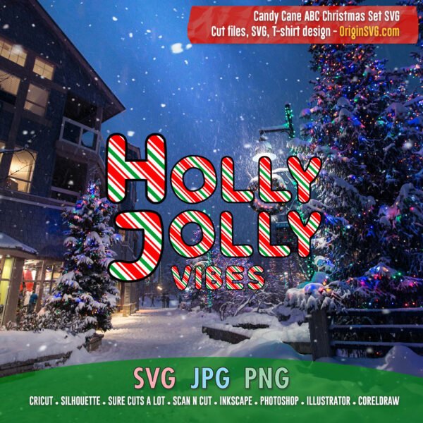 Candy Cane Christmas Font Alphabet ABC SVG - Image 2