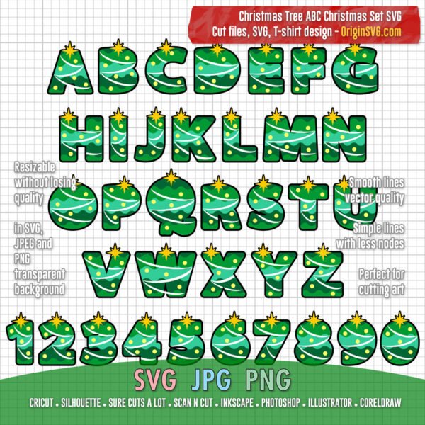 Christmas Tree ABC Font Alphabet