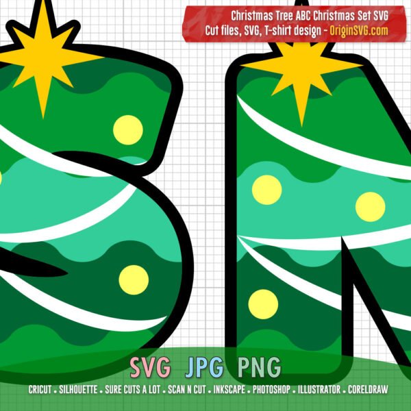 Christmas Tree ABC Font Alphabet