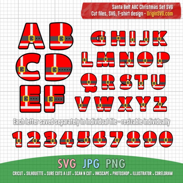 ABC Font Christmas Alphabet Santa belt