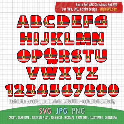 ABC Font Christmas Alphabet Santa belt