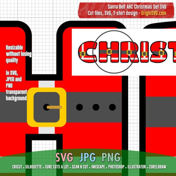 Santa Belt Christmas Font Alphabet ABC SVG - Image 2
