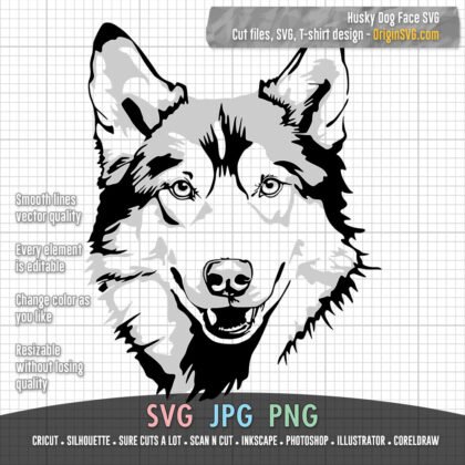 dog face series husky SVG