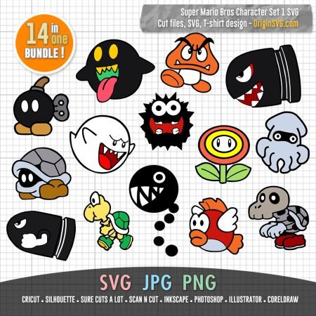 Super Mario Characters Set 1 SVG – Origin SVG Art
