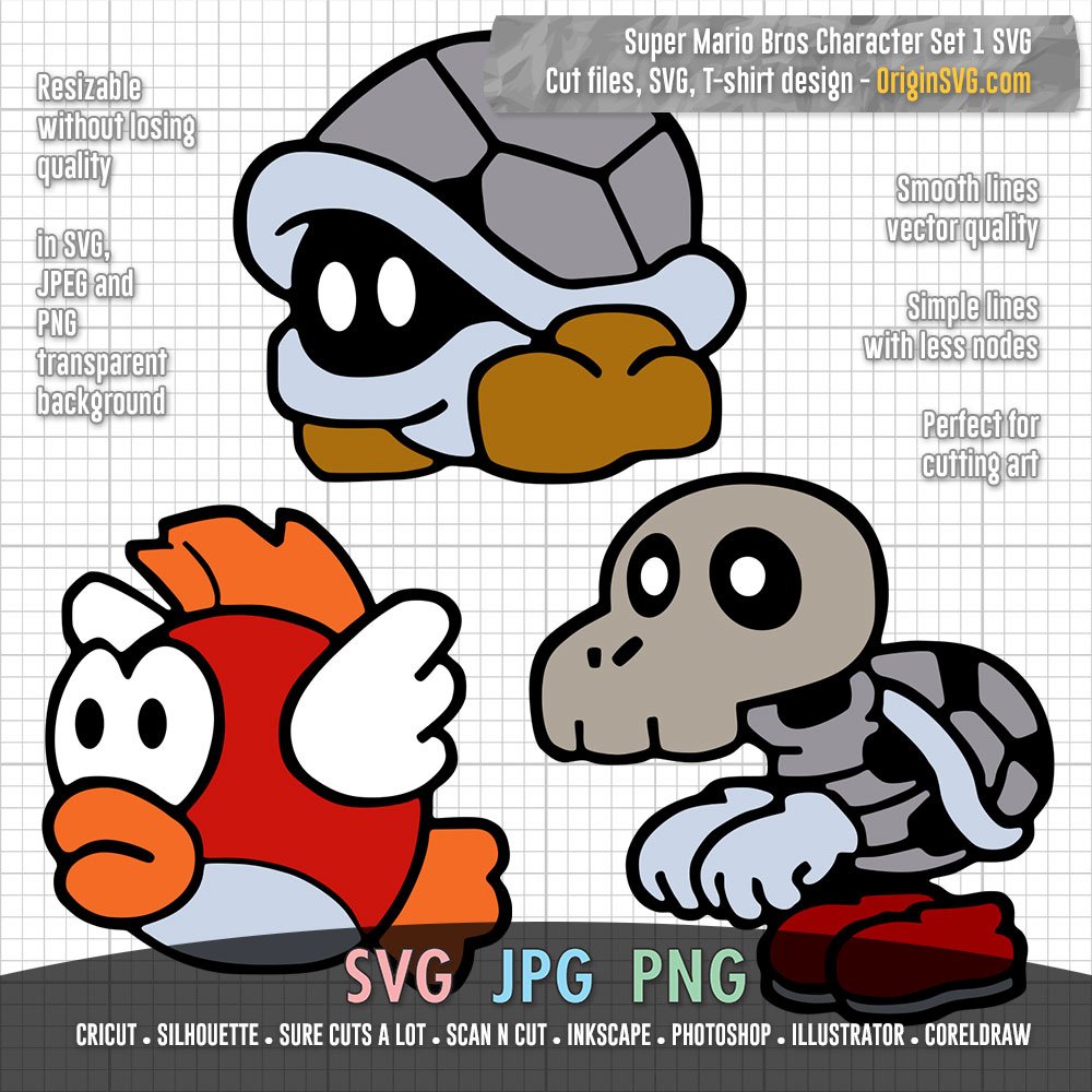 Super Mario Characters Bundle Svg, Mario Characters Svg, Super Mario Svg, Mario Bros Svg, Cricut, Silhouette Vector Cut