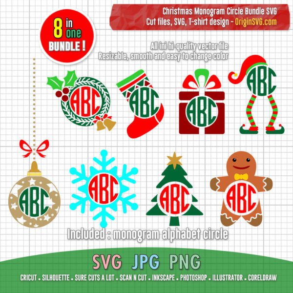 Christmas-circle-monogram-pack