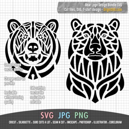 bear head logo design tribal