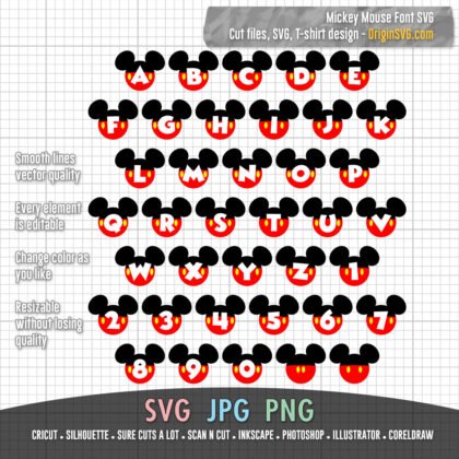 mickey mouse alphabet SVG