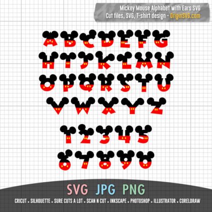Mickey mouse font alphabet