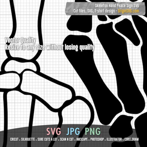 Skeleton Hand Peace Sign SVG - Image 3