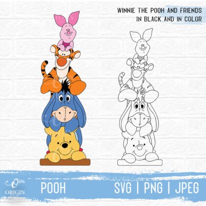 Stacked Winnie the Pooh and friends