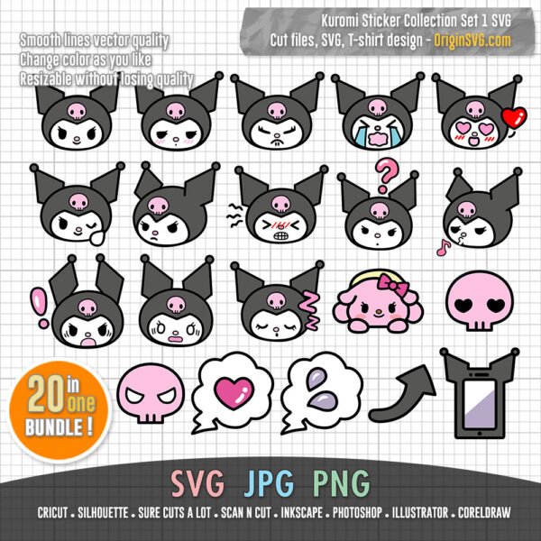 kuromi sanrio character sticker set 1