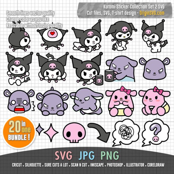 kuromi sanrio character sticker set 2