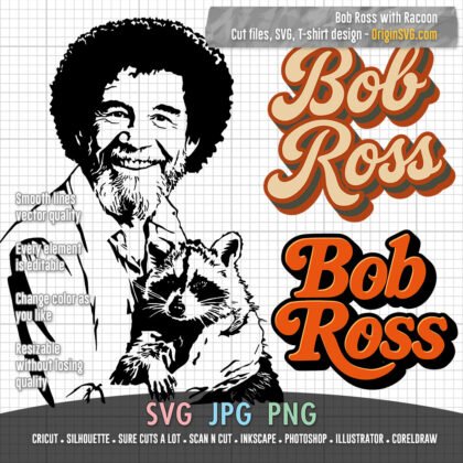 Bob Ross with Racoon SVG